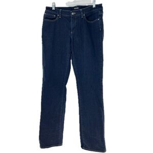 Tahari Dark Wash Indigo Jeans Mid Rise Straight Leg Size 10, 33” inseam